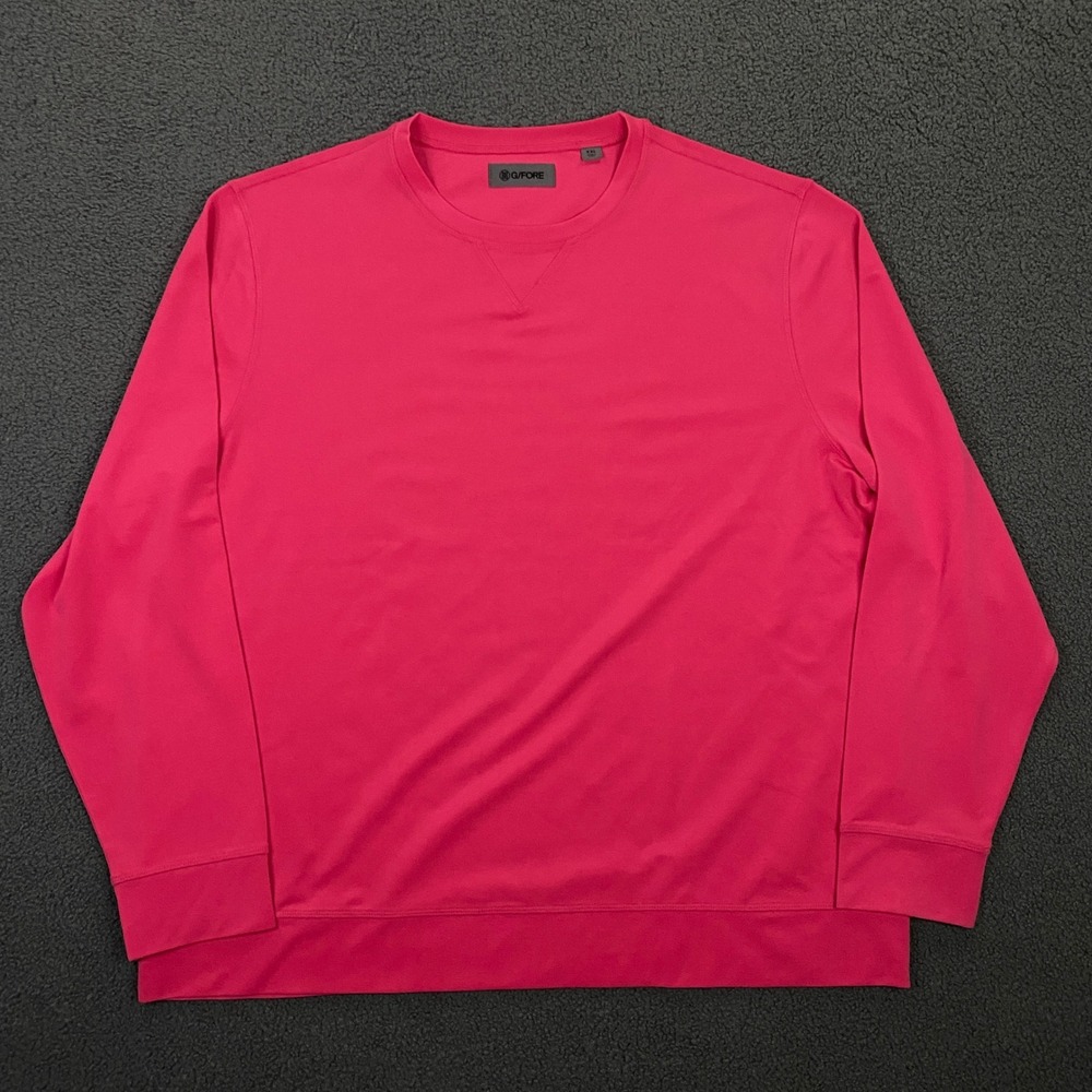 G/FORE Shirt Mens 2XL Pink Pullover Crew Performance Long Sleeve Golf Logo